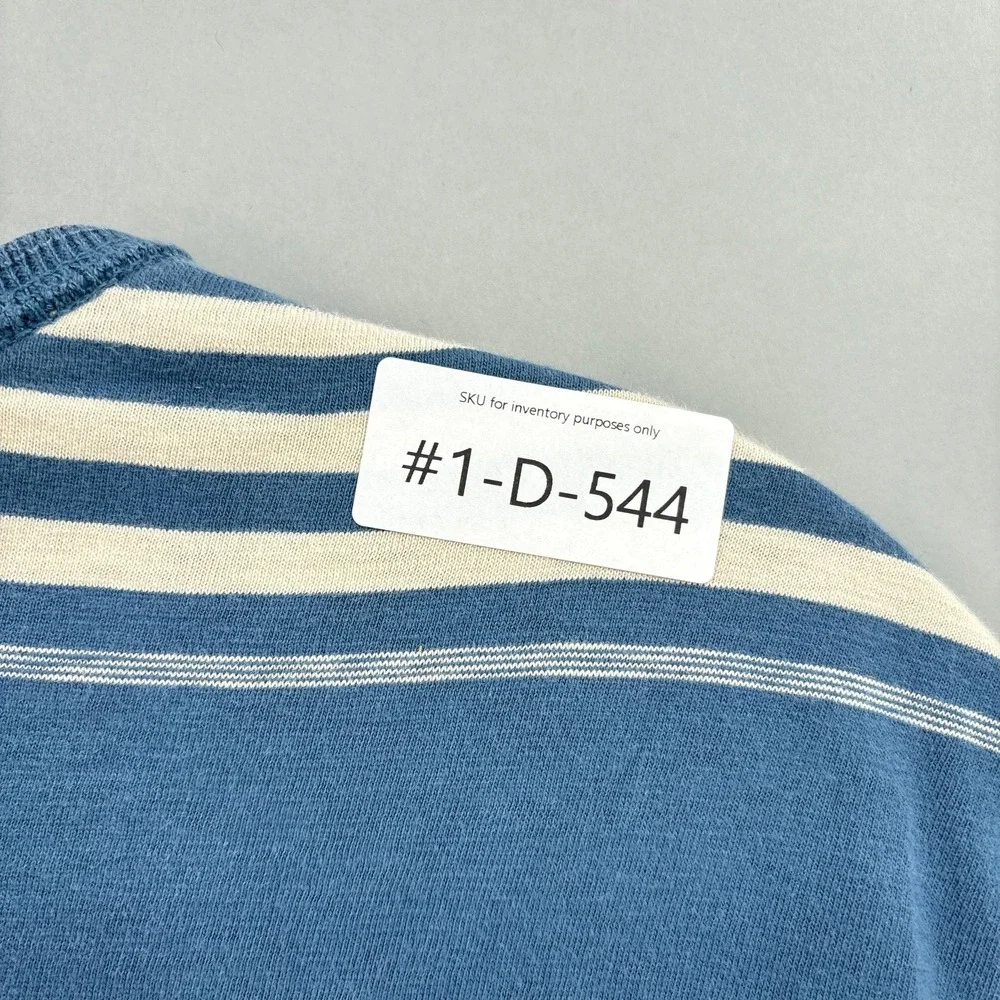 Polo Ralph Lauren Shirt Mens XL Blue Stripe Henley Knit Short Sleeve Cotton VTG